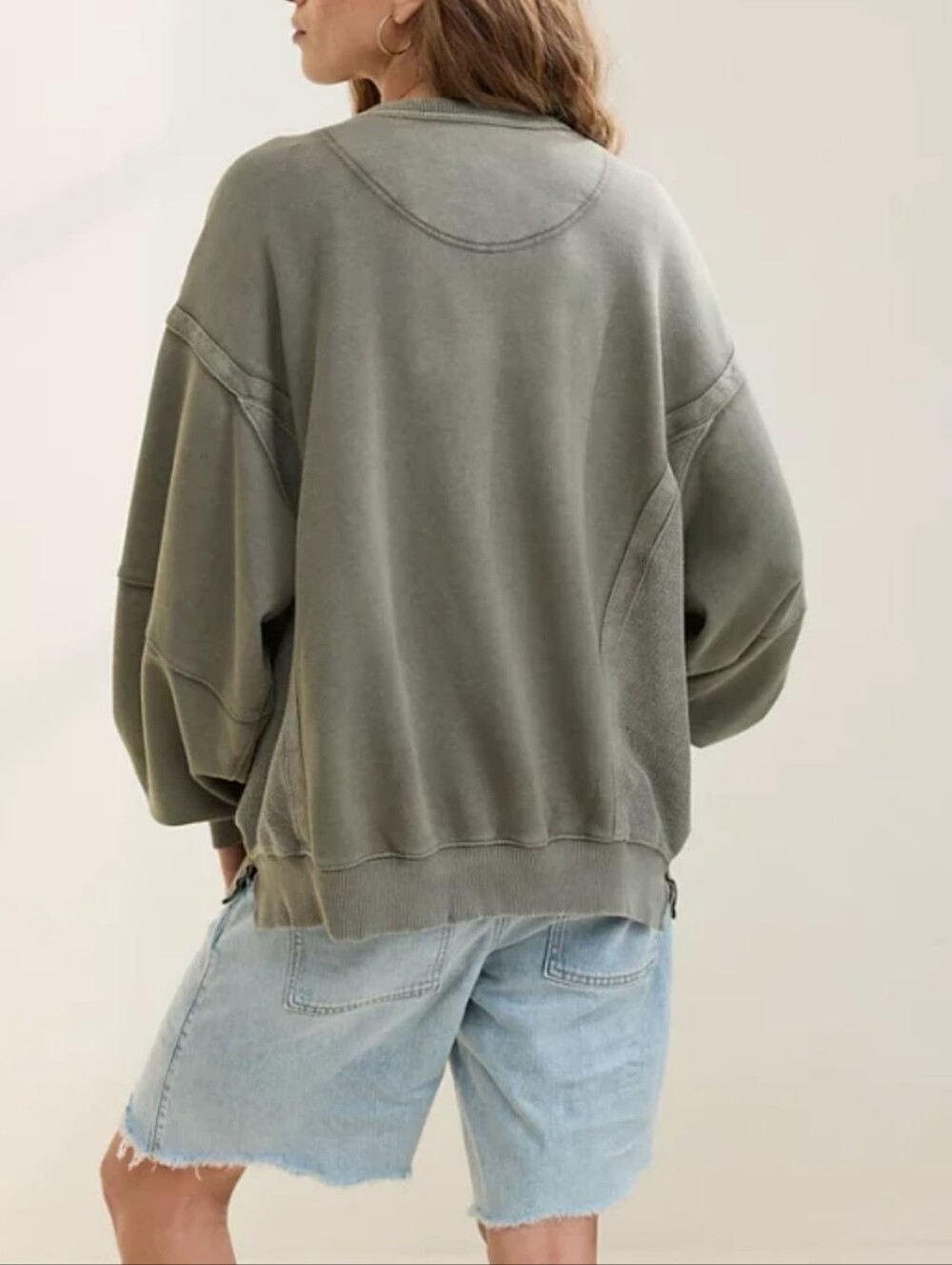 Aerie Olive Green Keep It Light Crew Neck Oversized Sweatshirt  M